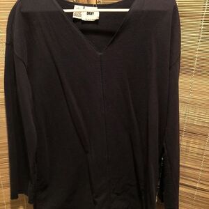 DKNY‎ Women's Black 100% Cotton Tunic, V-Neck, Long Sleeve, Relaxed Fit, Large